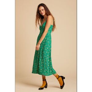 Faithfull the Brand Este Midi Dress Green Floral - Small